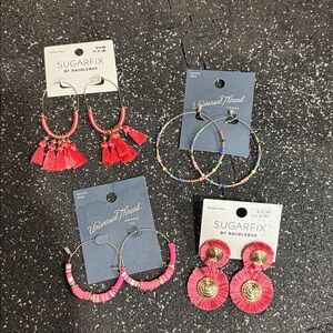 Set of 4 earrings for pierced ears.